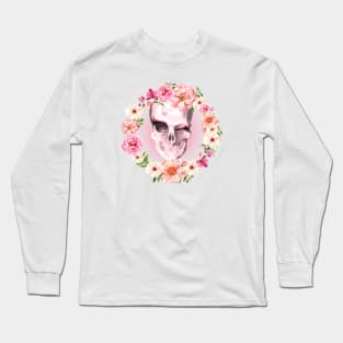 Flower Wreath Skull Long Sleeve T-Shirt